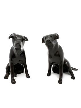 Vintage Restoration Hardware Pair of Labrador Retriever Brass/Bronze Figures Vtg